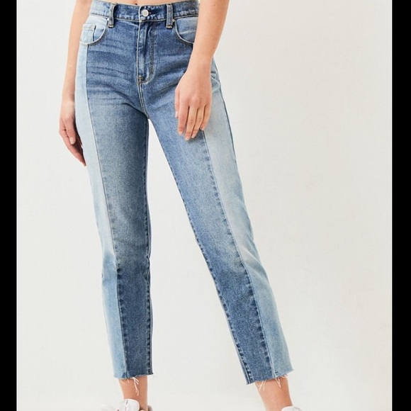 two tone panel jeans